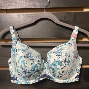 NWT - 40G White/Teal/Blue Bra - Cacique.